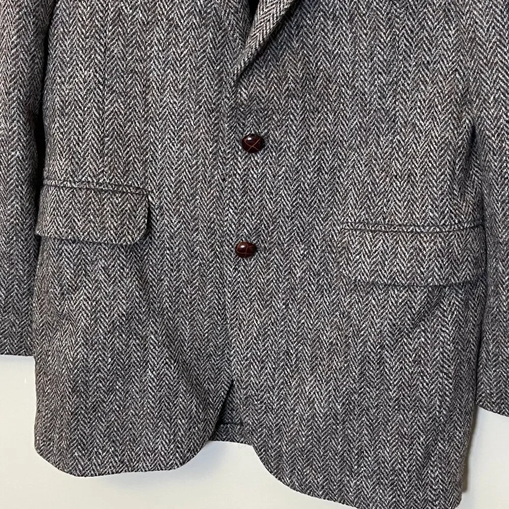 Harris Tweed Wool Herringbone Sport Coat Blazer - Men's Size 40 - Tan